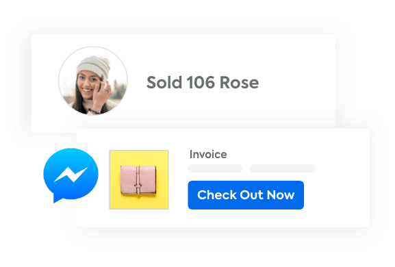 A comment purchase with an automated invoice on Facebook Messenger