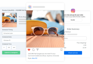 schedule shoppable instagram posts and automatically generate invoices