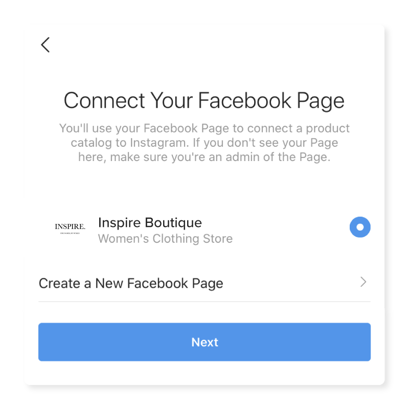Connect your Facebook page to your Instagram account.