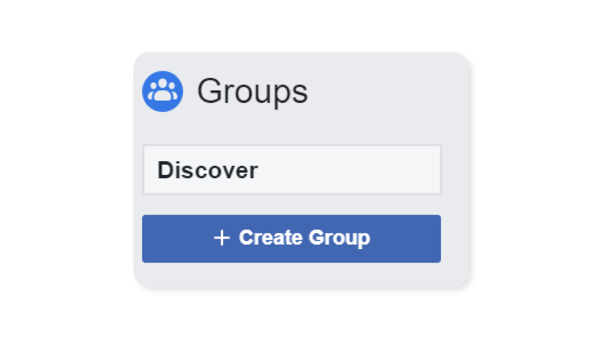 Facebook's Create Group button on the Group discover page.