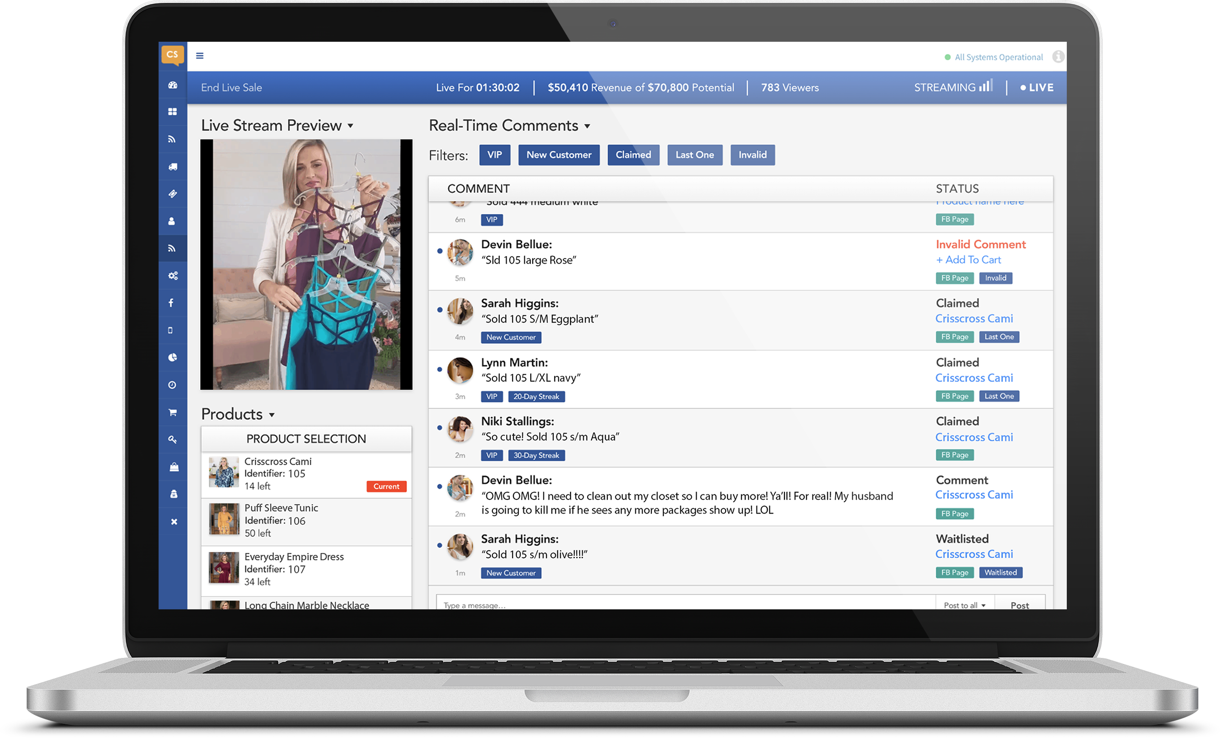 CommentSold's Talent View feature helps retailers get an at a glance view of their sales