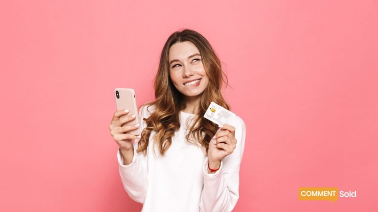 woman thinking while ready to purchase