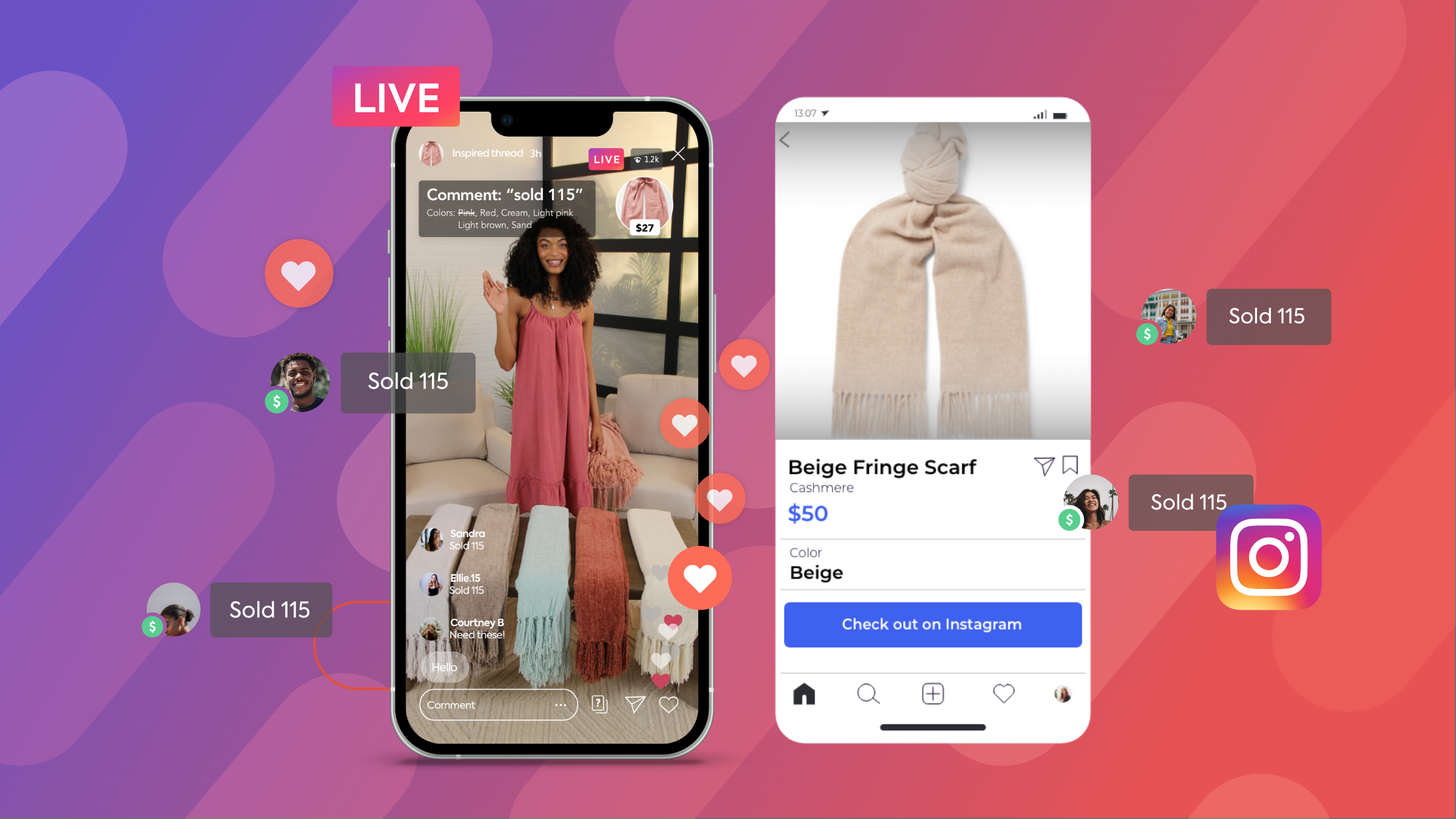 woman selling blankets live on Instagram