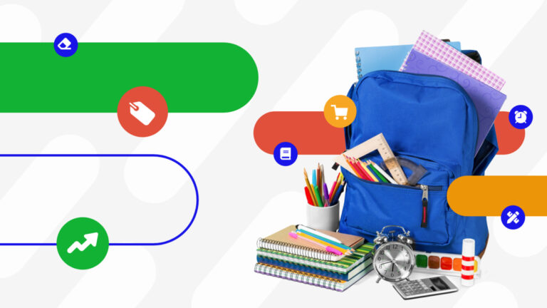 backpack full with back to school items