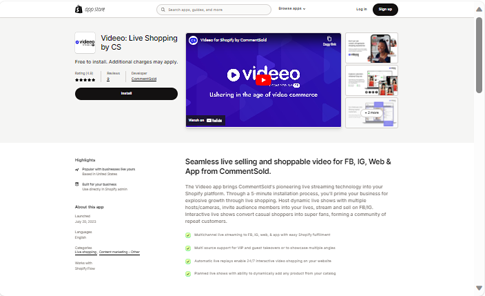 Videeo for Shopify (by CommentSold) Shopify App Store Post Videeo for Shopify
