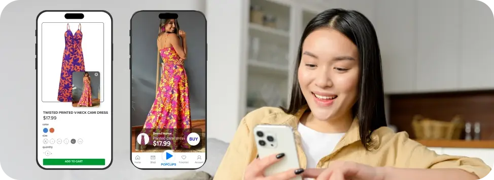 Girl using a Shoppable Video Platform