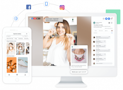 woman live selling jewelry on Facebook and her mobile app