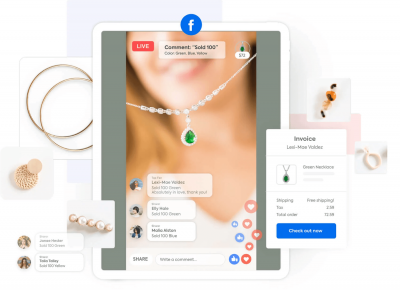 Selling jewelry on Facebook Live for a virtual party with comment shopping and an automated invoice message